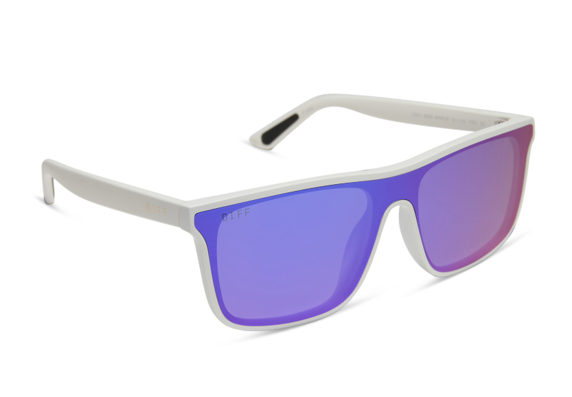 Flash Matte White + Purple Mirror Polarized | Diff Eyewear