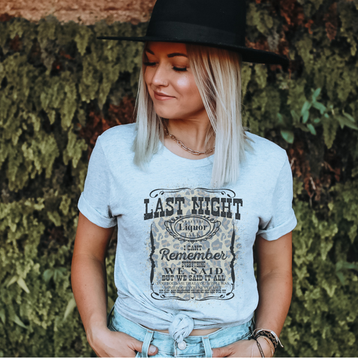 Last Night Country Western Leopard Graphic Tee