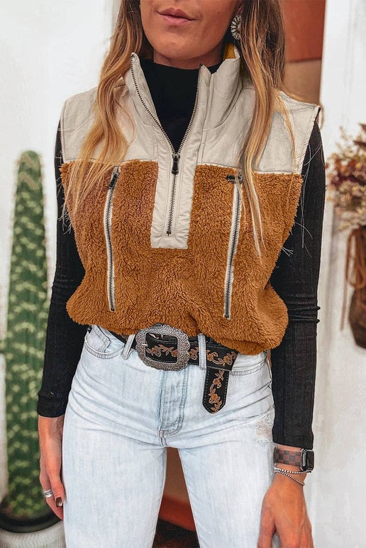 Half-Zip Sherpa Pullover Vest