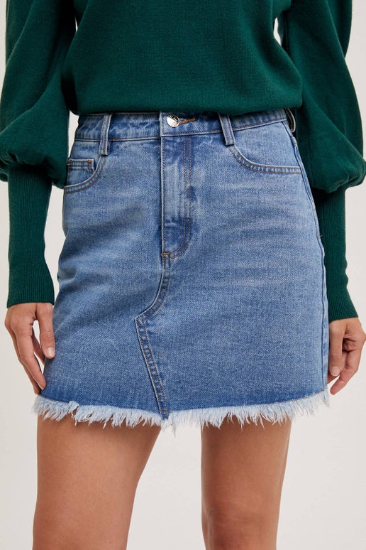 Rodeo Chic Raw Hem Mini Skirt