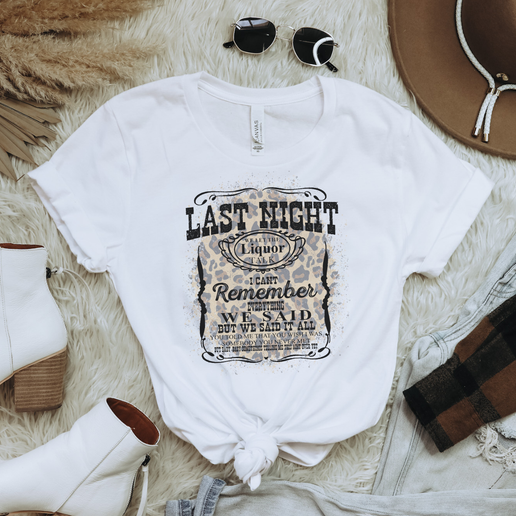 Last Night Country Western Leopard Graphic Tee