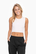 Essential Cropped Muscle Tank | White
