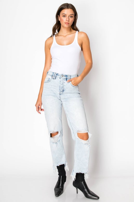 Modern Distressed Ankle Jeans