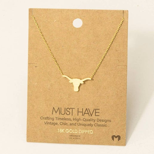 Dainty Bull Head Pendant Necklace