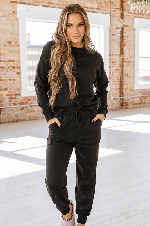 Long Sleeve Loungewear Set | Black