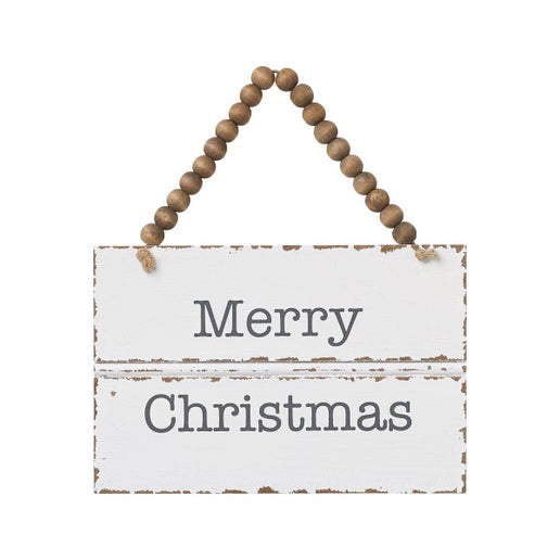 Merry Christmas Beaded Wooden Sign