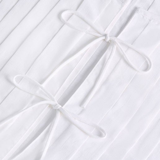Ivy Bow-Tie Linen Top | White
