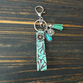 Western Tooled Leather Keychain Charm