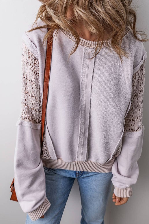 Solid Cut-out Pullover Sweatshirt | Orchid Petal