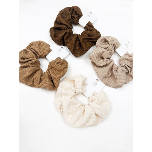 Neutral Tone Waffle Scrunchies