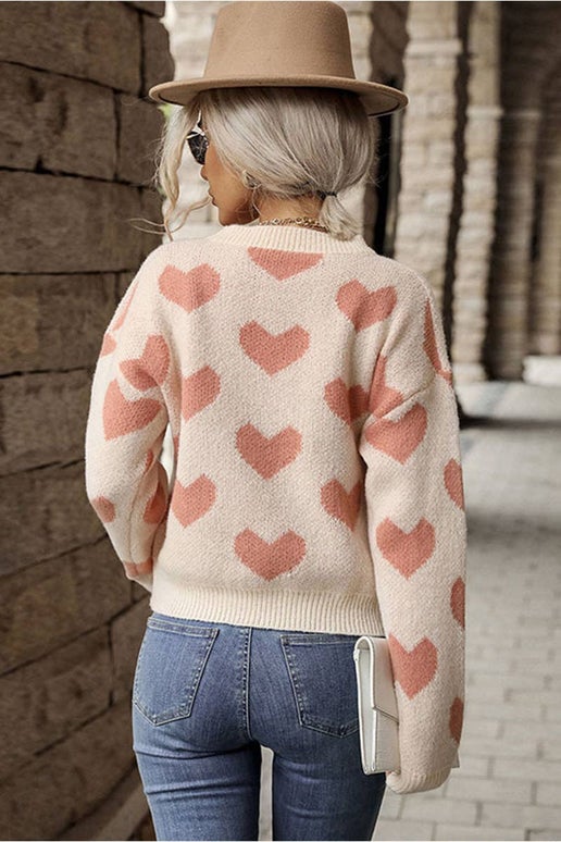 Heart-Printed Warm & Cute Sweater