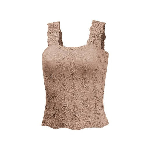 Square Neck Jacquard Tank | Khaki