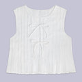 Ivy Bow-Tie Linen Top | White