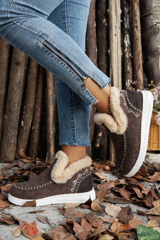 Plush Lined Anklet Boots | Coffee