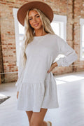 Shiloh Ruffle Hem Sweatshirt Dress | White