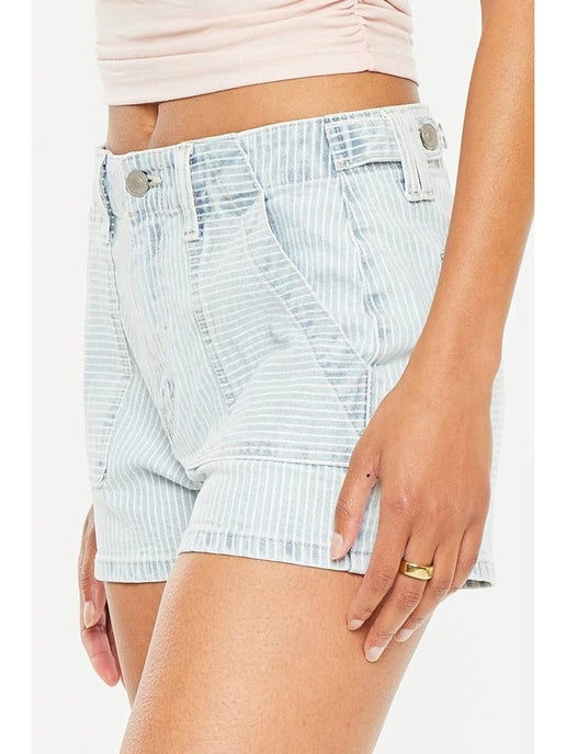 High-Rise Striped 90’s Boyfriend Shorts | KanCan