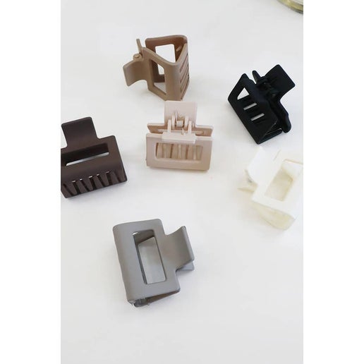 3-Pcs Neutral Color Mini Rectangle Hair Claw Set
