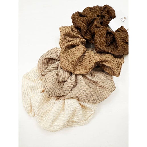 Neutral Tone Waffle Scrunchies