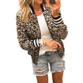 Leopard Print Long Sleeve Bomber Jacket