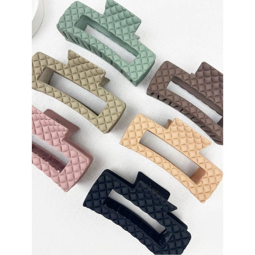 Matte Embossed Cut-Out Rectangle Hair Clips