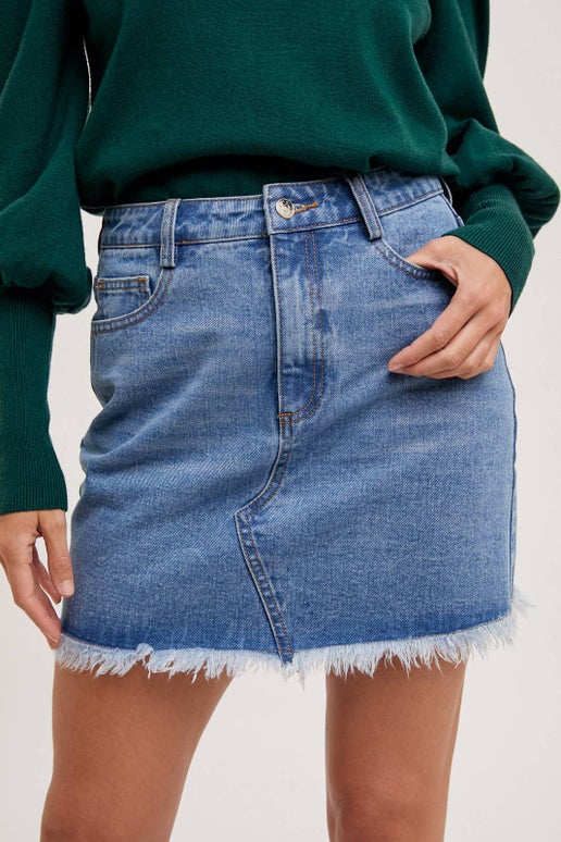 Rodeo Chic Raw Hem Mini Skirt