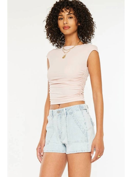 High-Rise Striped 90’s Boyfriend Shorts | KanCan