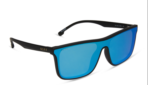 Flash Matte Black + Blue Mirror Polarized | Diff Eyewear
