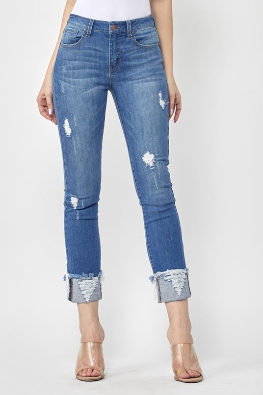 Frayed Cuff MID Rise Skinny Jean | Risen
