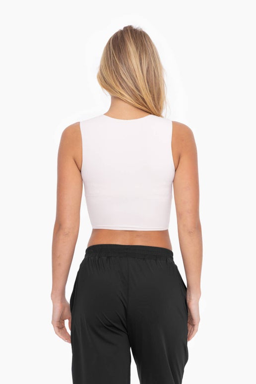 Essential Cropped Muscle Tank | White