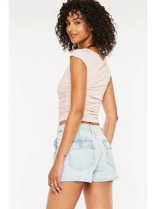 High-Rise Striped 90’s Boyfriend Shorts | KanCan