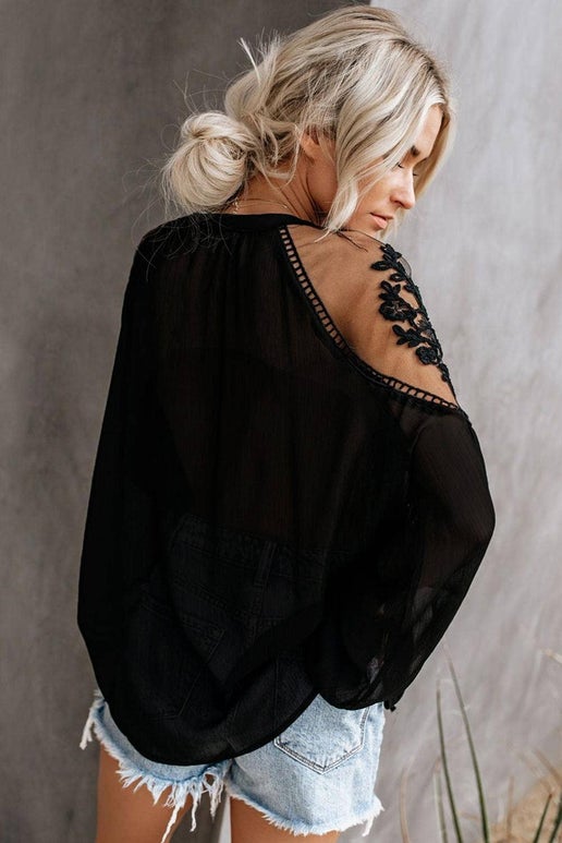Midnight Bloom Lace Blouse