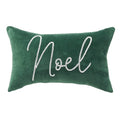 Christmas Noel Green Velvet Throw Pillow