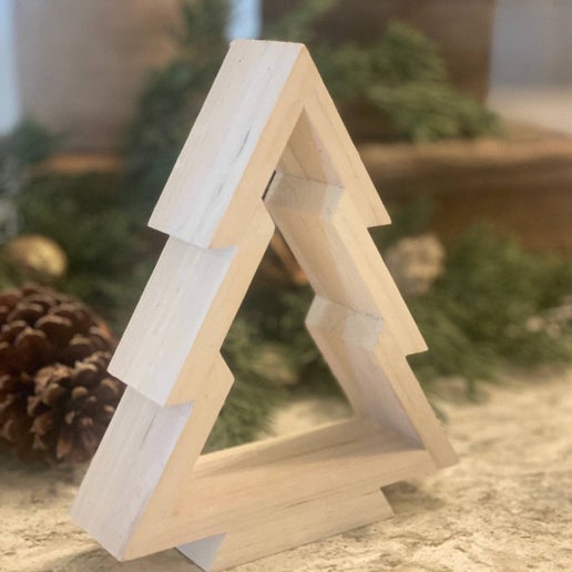 White Washed Wood Hollow Tree Cutout