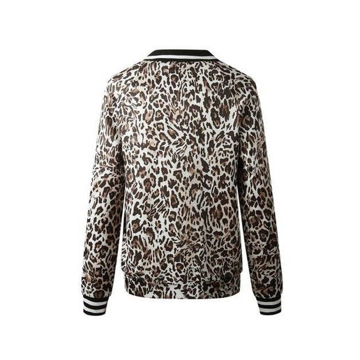 Leopard Print Long Sleeve Bomber Jacket