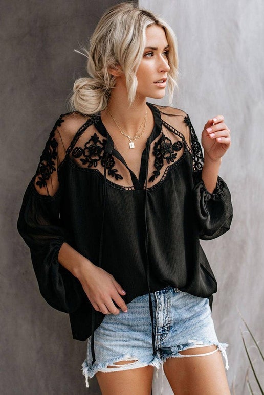 Midnight Bloom Lace Blouse