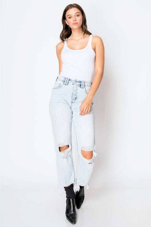 Modern Distressed Ankle Jeans