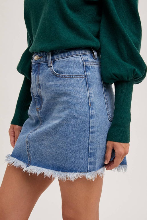 Rodeo Chic Raw Hem Mini Skirt