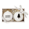 Merry Merry + Tree | Glass Ornament Set of 2
