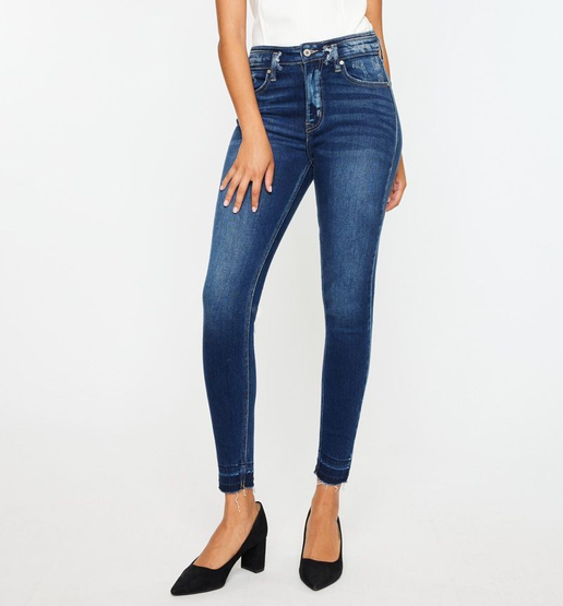 High Rise Ankle Skinny Jeans with Released Hem | KanCan